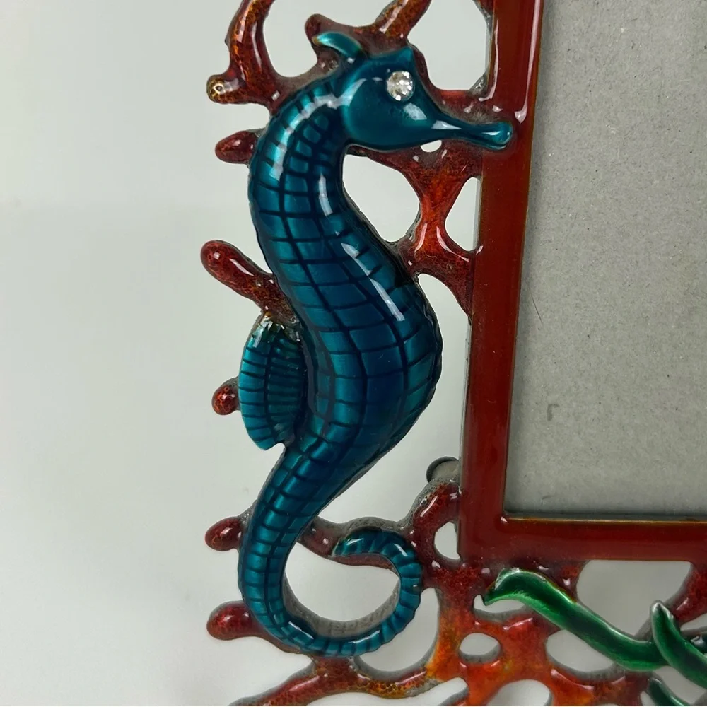 VTG NOS 'Mistco' Colorful Enamel sea animals on Pewter or Metal Picture Frame